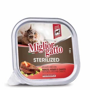 BARQUETTE MIGLIOR GATTO STERILISED MANZO/FEGATO 100G